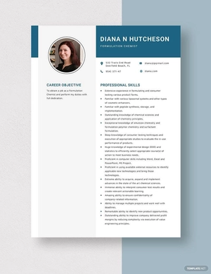 Formulation Chemist Resume