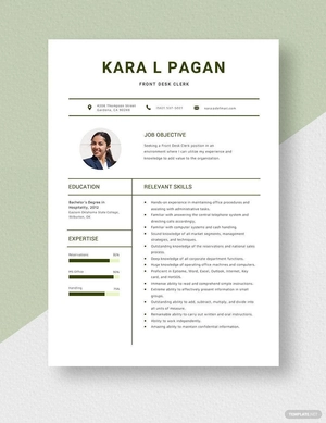 Front Desk Clerk Resume