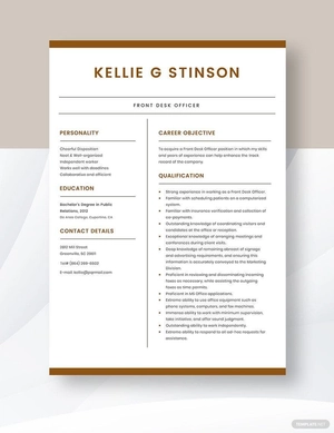 Front Desk Officer Resume