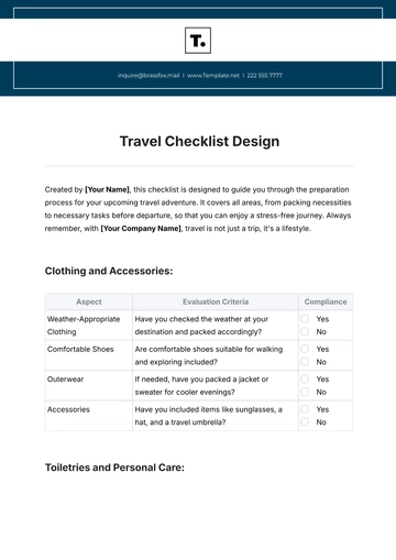 Free Travel Checklist Design Template to Edit Online