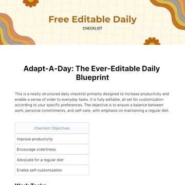 Free Editable Daily Checklist Template to Edit Online
