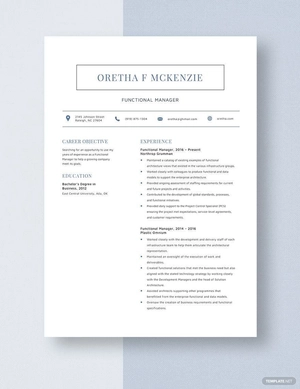 Functional Manager Resume