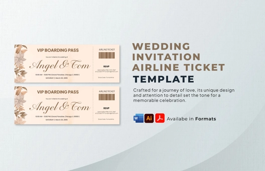 Wedding Invitation Airline Ticket Template