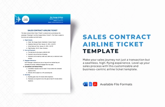 Sales Contract Airline Ticket Template