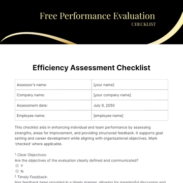 Free Performance Evaluation Checklist Template to Edit Online