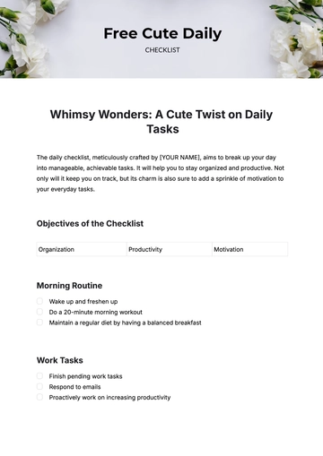 Free Cute Daily Checklist Template to Edit Online