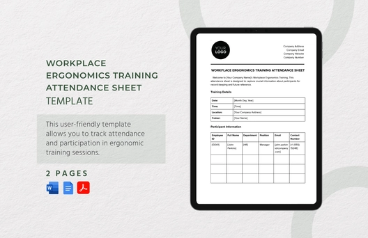 Workplace Ergonomics Training Attendance Sheet Template