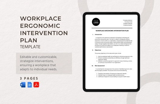 Workplace Ergonomic Intervention Plan Template