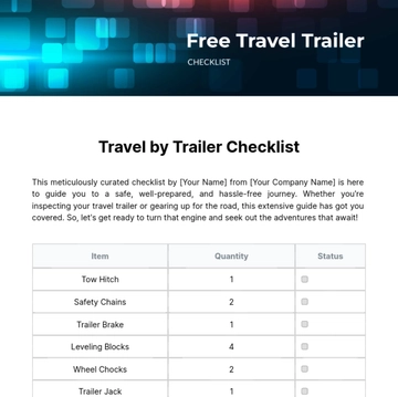 Free Travel Trailer Checklist Template to Edit Online