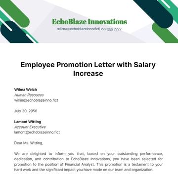 Free Employee Promotion Letter with Salary Increase Template to Edit Online Free Employee Promotion Letter with Salary Increase Template to Edit Online