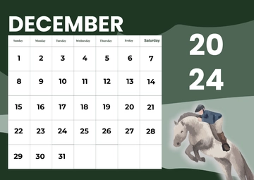 Free Horse Racing December Calendar 2024 Template to Edit Online