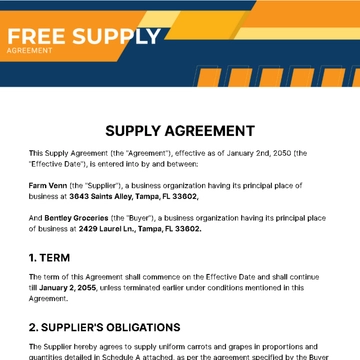 Free Supply Agreement Template to Edit Online