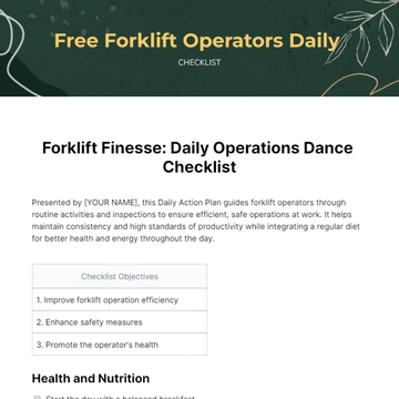 Free Forklift Operators Daily Checklist Template to Edit Online
