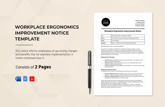 Workplace Ergonomics Improvement Notice Template