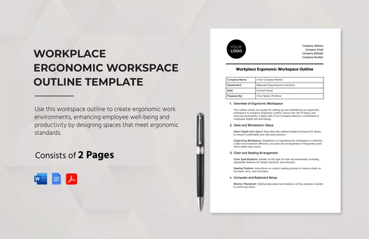 Workplace Ergonomic Workspace Outline Template