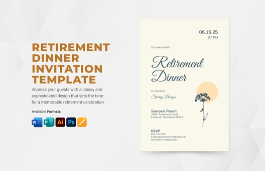 Retirement Dinner Invitation Template