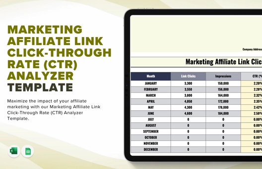 Marketing Affiliate Link Click-Through Rate (CTR) Analyzer Template