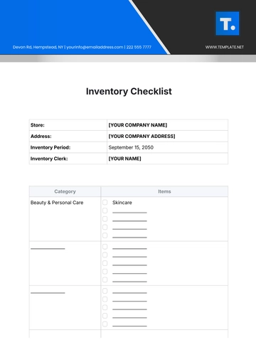 Free Inventory Checklist Template to Edit Online | Template.net
