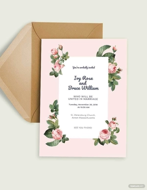 Rosy Fall Wedding Invitation Template