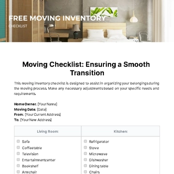 Free Moving Inventory Checklist Template to Edit Online