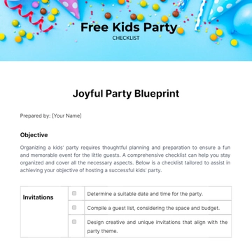 Free Kids Party Checklist Template to Edit Online