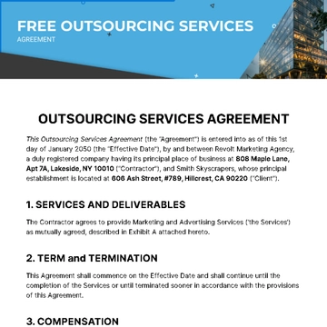 Free Outsourcing Services Agreement Template to Edit Online