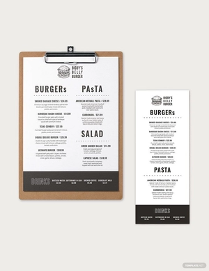 Burger Restaurant Menu Template