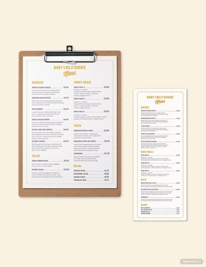 Elegant Burger Menu Design Template