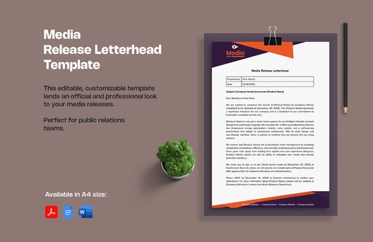 Media Release Letterhead Template