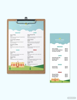 Nursery School Menu Template