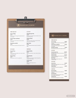 School Canteen Menu Template