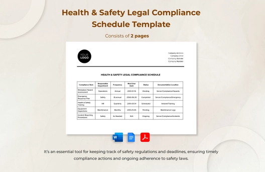 Health & Safety Legal Compliance Schedule Template