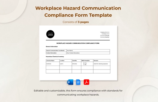 Workplace Hazard Communication Compliance Form Template Workplace Hazard Communication Compliance Form Template