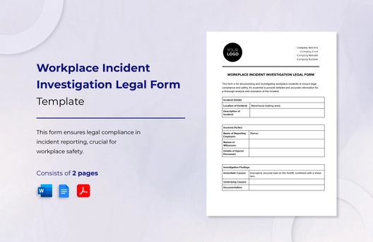 Workplace Incident Investigation Legal Form Template