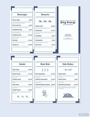 Food Trifold Menu Template