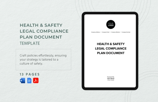 Health & Safety Legal Compliance Plan Document Template
