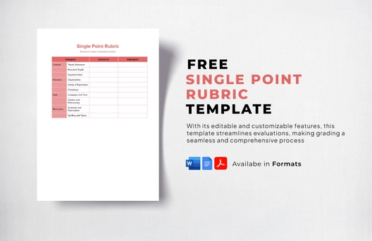 Single Point Rubric Template