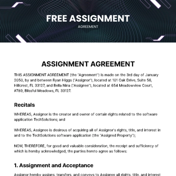 Free Assignment Agreement Template to Edit Online