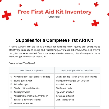 Free First Aid Kit Inventory Checklist Template to Edit Online