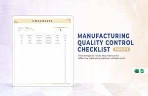 Manufacturing Quality Control Checklist Template
