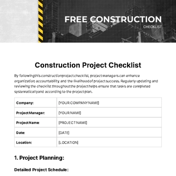 Free Construction Checklist Template to Edit Online
