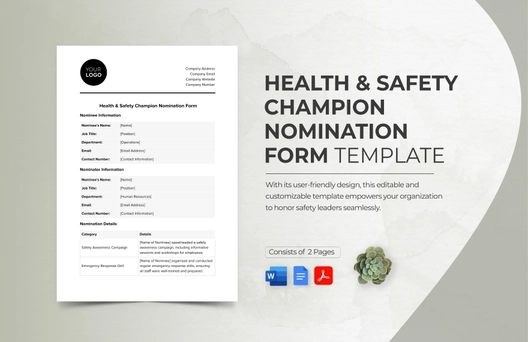 Health & Safety Champion Nomination Form Template