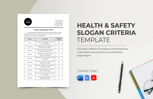 Health & Safety Slogan Criteria Template