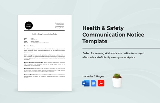 Health & Safety Communication Notice Template