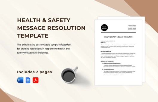 Health & Safety Message Resolution Template