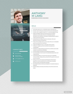 Embedded System Engineer Resume