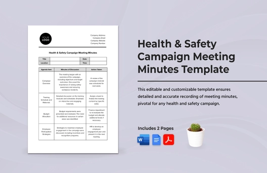 Health & Safety Campaign Meeting Minutes Template