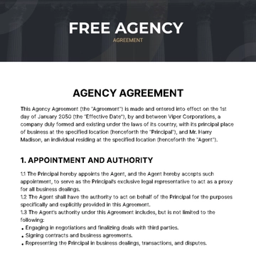 Free Agency Agreement Template to Edit Online