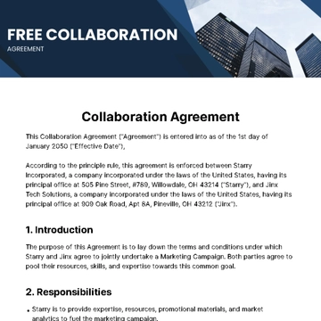 Free Collaboration Agreement Template to Edit Online