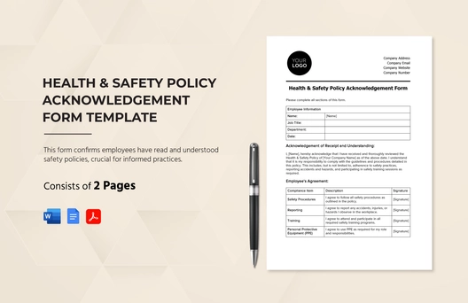Health & Safety Policy Acknowledgement Form Template